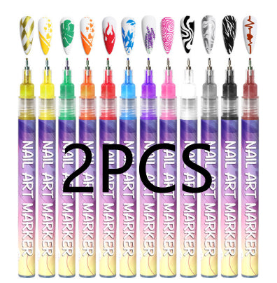Nail Art Graffiti Pen 12 Colours Acrylic Paint