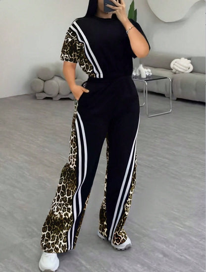 Womens Casual & Comfortable Straight-Leg Pants Two-Piece Set European And American Style