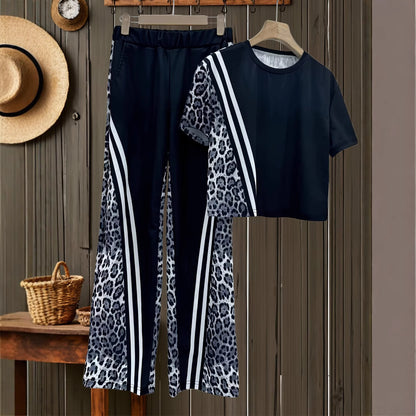 Womens Casual & Comfortable Straight-Leg Pants Two-Piece Set European And American Style