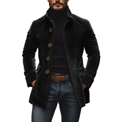 Men's Jacket Winter Stand Collar Button-up Coat