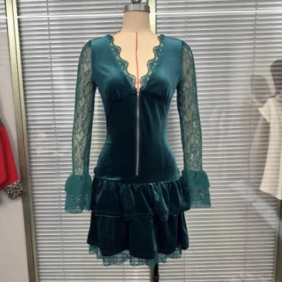 Vintage Elegant Long-sleeve Maxi Dress A Luxurious And Seductive Gown