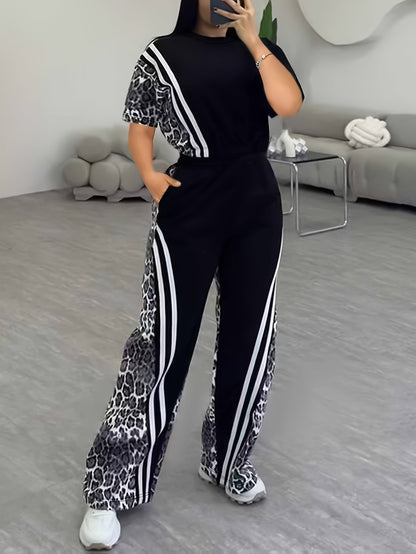 Womens Casual & Comfortable Straight-Leg Pants Two-Piece Set European And American Style