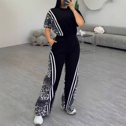 Womens Casual & Comfortable Straight-Leg Pants Two-Piece Set European And American Style