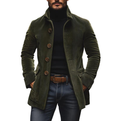 Men's Jacket Winter Stand Collar Button-up Coat