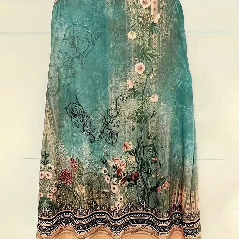 Women's A-Line Midi Tank Dress - Sleeveless Floral Summer Beach Dress