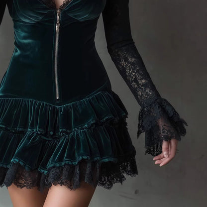 Vintage Elegant Long-sleeve Maxi Dress A Luxurious And Seductive Gown