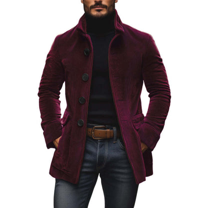 Men's Jacket Winter Stand Collar Button-up Coat