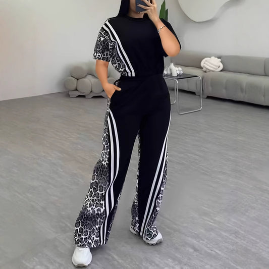 Womens Casual & Comfortable Straight-Leg Pants Two-Piece Set European And American Style