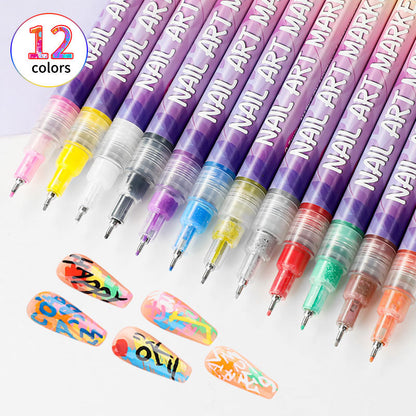 Nail Art Graffiti Pen 12 Colours Acrylic Paint