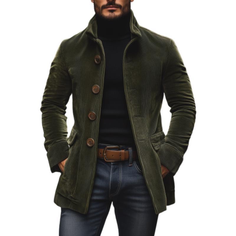 Men's Jacket Winter Stand Collar Button-up Coat
